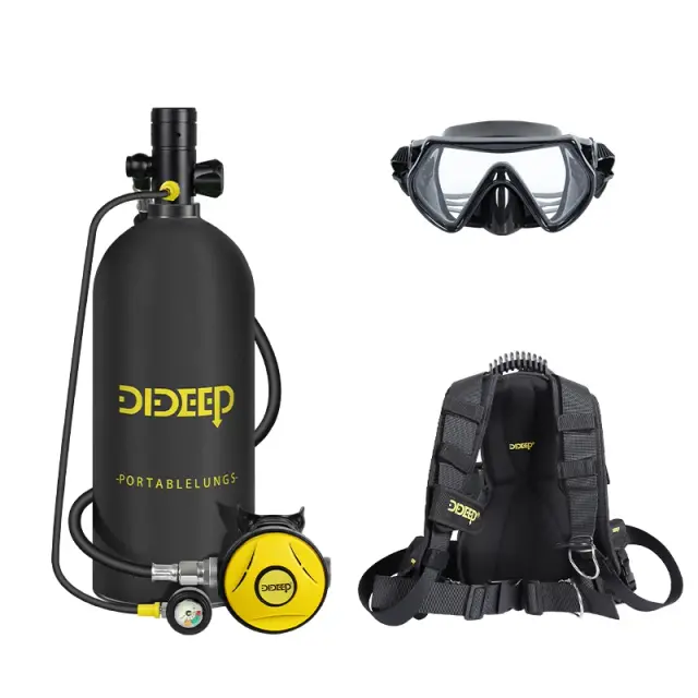 Kit Completo de Mergulho e Snorkeling DIDEEP com Cilindro de Oxigênio de 3L e Respirador X6000