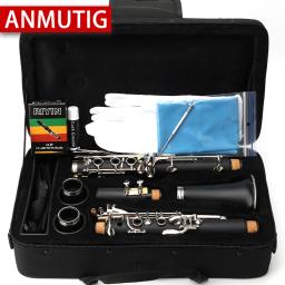 Anmutig bb 17 chave clarinete instrumento níquel prata abs material do corpo clarinete a1 - Image 1