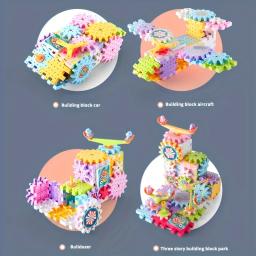 Montessori crianças engrenagem elétrica conjunto de brinquedos de construção conjunto de engrenagens giratórias carro ferroviário grande construção haste brinquedo de natal - Image 6