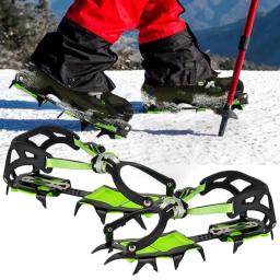 1 par 14 dentes escalada crampons para o inverno ao ar livre caminhada pesca no gelo sapatos de neve antiderrapante sapatos manganês aço sapato cobre - Image 4