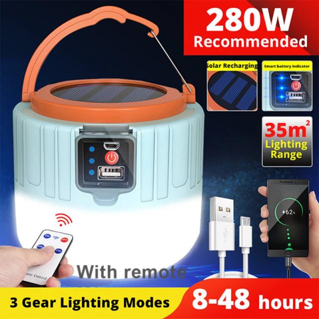 Luz Solar LED para Camping - Lanterna Impermeável Recarregável, Ideal para Emergências e Atividades ao Ar Livre