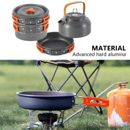 Kit de Panelas de Acampamento Portátil Dobrável, Utensílios De Alumina Dura, Equipamento De Economia De Espaço, Resistência Ao Calor Para 2-3 Pessoas, Piquenique - Image 4