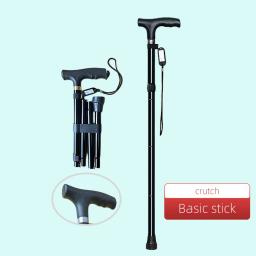 Bastão Dobrável de Alumínio com Luz, Bastões Retráteis, Trekking Poles para Velho, Muletas Elegantes para os Idosos, Vovô - Image 3