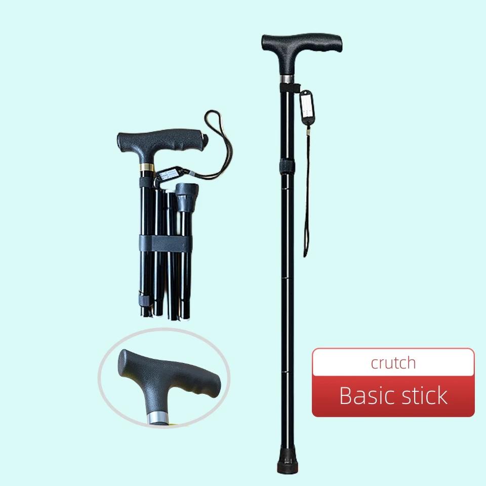 Bastão Dobrável de Alumínio com Luz, Bastões Retráteis, Trekking Poles para Velho, Muletas Elegantes para os Idosos, Vovô - Image 1