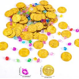 Moedas De Ouro De Tema De Pirata De Plástico, Jóias De Tesouros De Pedras Preciosas, Moedas Falsas, Suprimentos De Decoração De Festa De Halloween, 50 Pcs, 100Pcs - Image 6
