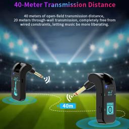 Receptor De Transmissor De Áudio Recarregável, Sistema De Guitarra Sem Fio, 10 Horas De Vida Da Bateria, Banda ISM Embutida, Transmissão De 40m, 2.4GHz - Image 2