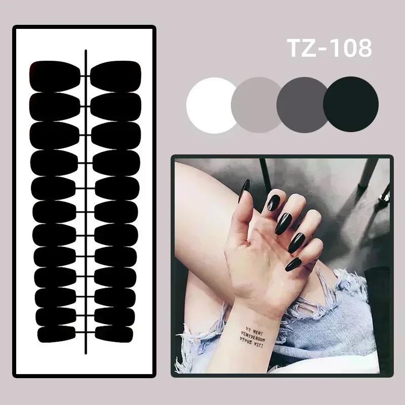 24 pçs simples cabeça quadrada unhas falsas com cola gelatinosa rosa branco gradiente imprensa francesa em unhas falsas curto cobertura completa dicas de unhas - Image 1