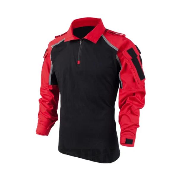 Uniforme Tático Vermelho com Faixa Reflexiva para Atividades ao Ar Livre