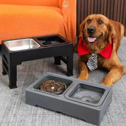Tigela de cachorro elevada ajustável, alimentador lento, tigela de água, sem derramamento para cães pequenos, médios e grandes - Image 1