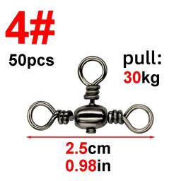 50 pçs/saco acessórios de pesca preto níquel chapeamento conector de três pinos t-swivel sub-linha divisor de pesca ao ar livre anelazi - Image 6