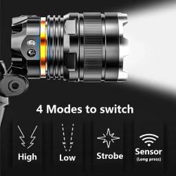 Lanterna Montada na Cabeça Recarregável, LED Forte, Ultra Brilhante, Zoom de Indução, Impermeável, Acampamento Ao Ar Livre, Farol De Caminhada - Image 5
