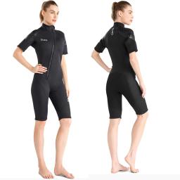 Fato de mergulho neoprene de manga curta para homens e mulheres, 3mm traje de corpo inteiro com zíper frontal, para snorkeling e surf - Image 5