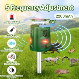Outdoor Solar Ultrasonic Animal Repelente, Impermeável dissuasor, Piscando Luz LED, Cão, Gato, Ratos, Jardim, Fazenda, Dirigir - Image 1