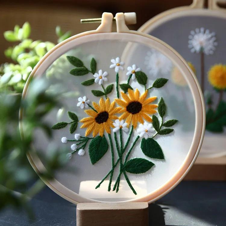 Transparente DIY Bordado Kit para Iniciantes, Costura Ponto Cruz Set, Padrão Flores, Costura Arte, Artesanato Pintura, Home Decor - Image 1