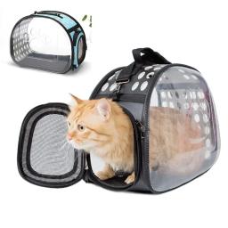 Animal de estimação transparente mochila viagem portátil saco de gato um ombro dobrável respirável espaço saco gaiola do cão pet saco gato mochila - Image 1