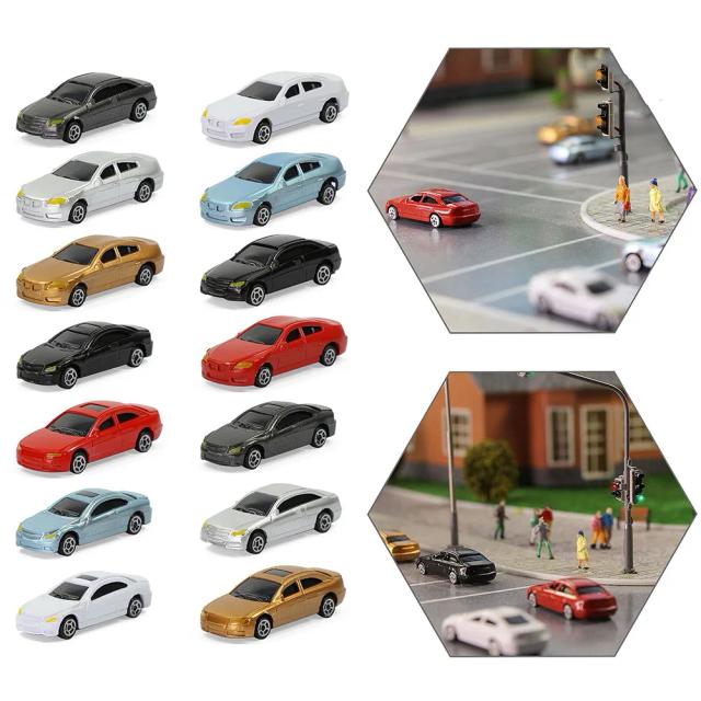 Cena Modelo Ferroviário em Escala 1:160 com 50 Peças de Carros e Decorações para Layout de Rua e Construção