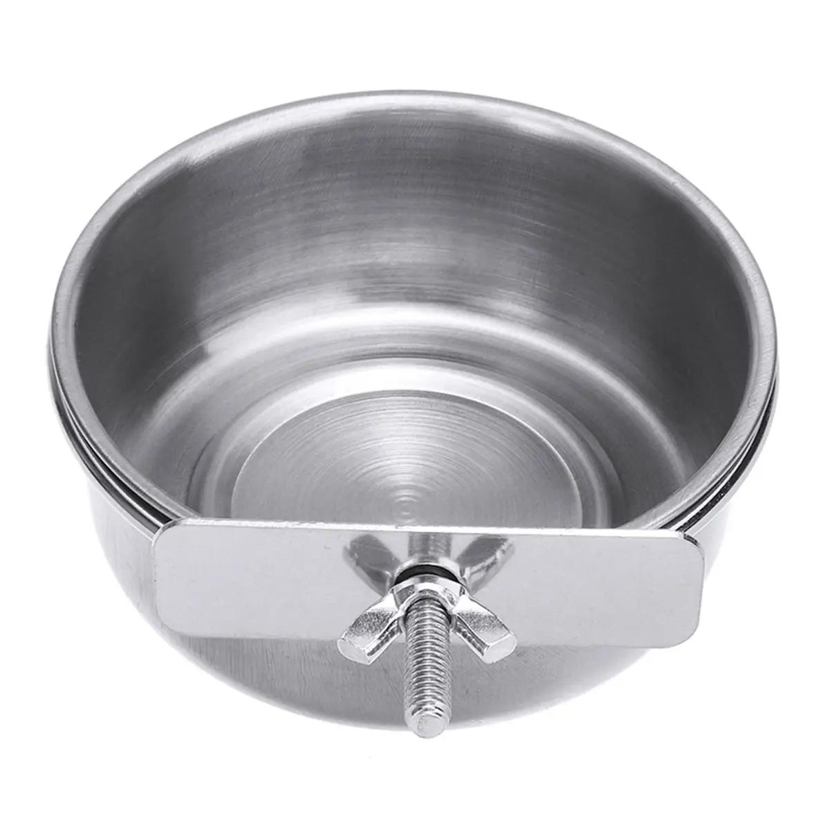 Pendurado aço inoxidável papagaio alimentação tigela, prato do alimento, bebedor de água, alimentador do pássaro, gaiola copo, clamp-on, periquito periquito tentilhões - Image 1