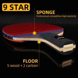 Tibhar raquete de tênis de mesa 9 estrelas 6 7 8 espinhas de borracha pegajosas em raquetes de ping pong lâmina de alta qualidade original tibhar raquete bat - Image 5