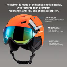 LIXADA Capacete de esqui integrado para homens e mulheres, capacete de snowboard com viseira removível, óculos para homens e mulheres, roupa de snowboard - Image 4