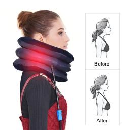 Massageador De Pescoço Com 3 Camadas Para Alívio Da Dor, Almofada De Ar Inflável, Suporte De Tração De Pescoço Cervical, Cinta De Alongamento Do Pescoço - Image 3