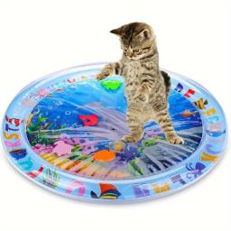Esteira de Sensação de Água Gato com Peixe Flutuante, Brinquedo interativo do pontapé, Almofada de alívio do tédio para gatos interiores - Image 6