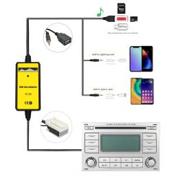Moonet adaptador de áudio usb aux para carro, trocador de cd auxiliar para audi skoda volkswagen tiguan touran t5 golf passat - Image 2