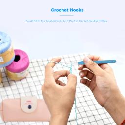 Alumínio Crochet Ganchos Com Punho De Silicone, Agulhas De Tricô, Camisola DIY, Weave Ferramenta De Costura, 1 Conjunto - Image 3