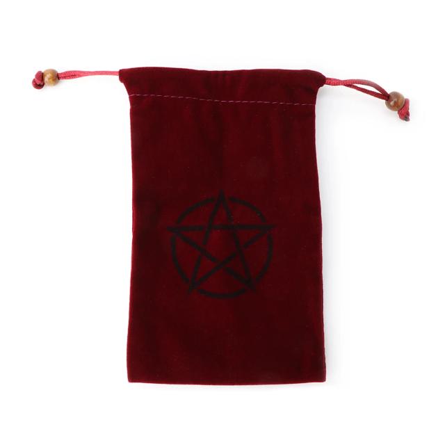 Saco de Veludo para Armazenamento de Tarô com Pentagrama - Pacote Bordado para Cartões de Jogo e Suprimentos de Bruxaria para Altar