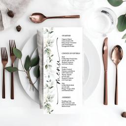 Cartões personalizados do menu do casamento com verdura e floral, menu de tabela personalizado, 5 PCes, 20 PCes, 100 PCes - Image 1