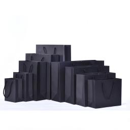 1pc alta qualidade preto tote saco de loja de roupas saco de presente requintado saco de compras suprimentos vários tamanhos disponíveis saco de papel - Image 1