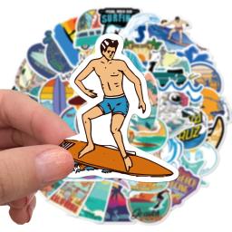 10/30/50 pçs verão surf adesivos praia surf adesivo à prova dwaterproof água diy prancha bagagem carro bicicleta garrafa de água decalque adesivo - Image 3