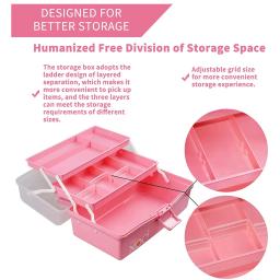 Três Camadas de Plástico Transparente Artesanato Caixa de Armazenamento com Alça, Caixa de Ferramentas, Caixa de Costura, Organizador, Caixa de Armazenamento para Artesanato e Cosméticos - Image 5