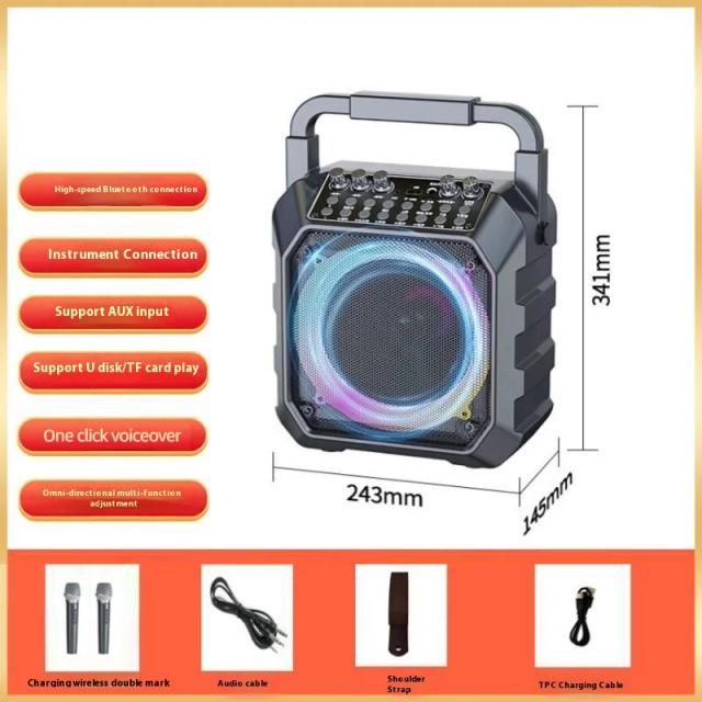 Alto-falante Portátil Bluetooth 10W Karaokê com Microfone IPX2 Viagem Festa