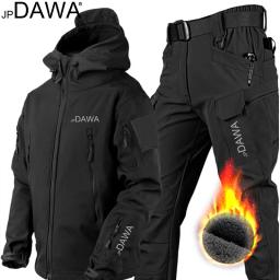 Jaqueta de pesca impermeável masculina, conjunto tático, calça de caça e caminhada, terno bolso multi, inverno e outono - Image 2