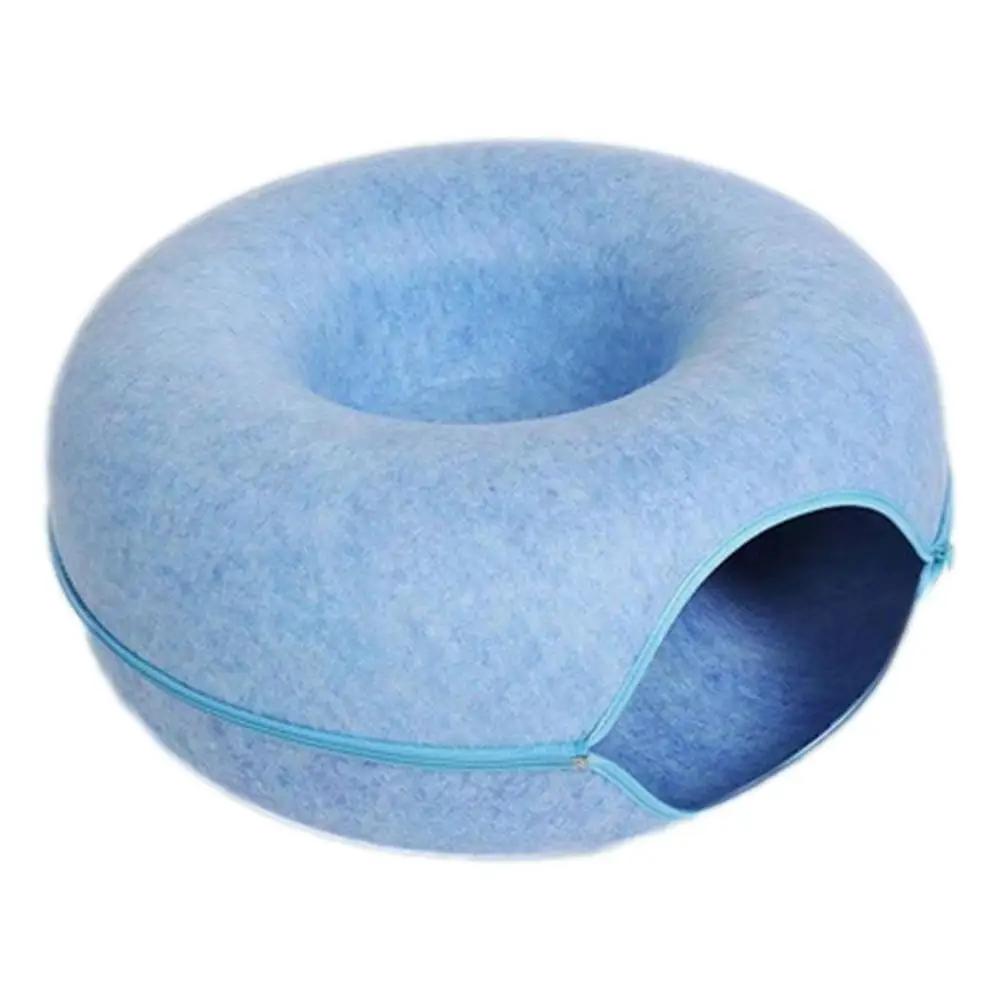 Gato túnel cama gato túneis para gatos internos labirinto brinquedo redondo gato túneis feltro natural gato treinamento cesta pet caverna gato suprimentos - Image 1