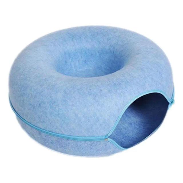 Túnel Labirinto de Feltro Natural para Gatos - Brinquedo Interativo e Caverna Confortável para Pets