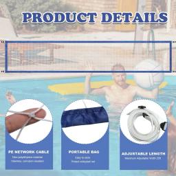 Rede de vôlei de 15 pés x 3 pés com bolsa de transporte rede de substituição de vôlei de piscina rede de treinamento dobrável portátil para festa de verão ao ar livre - Image 5