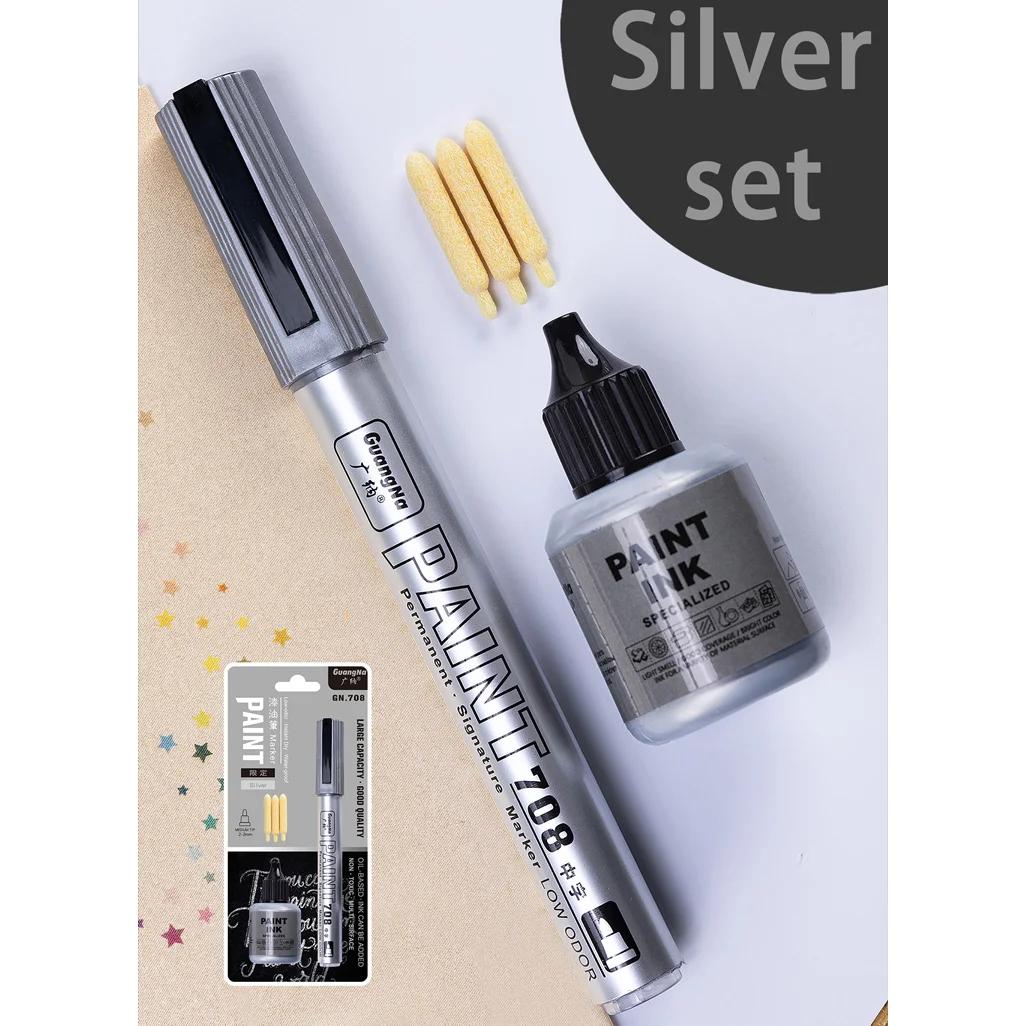 Canetas marcadoras de tinta metálica com conjunto de tinta ouro prata branco permanente 2mm marcadores de arte para mangá artesanato scrapbooking materiais de arte - Image 1