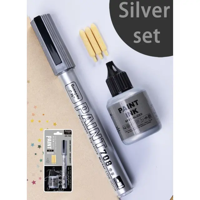 Canetas Marcadoras Metálicas Permanentes 2mm em Ouro, Prata e Branco para Arte, Mangá e Scrapbooking