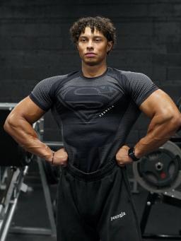 2025 camiseta de compressão de fitness masculina apertado elástico superior esportes ciclismo roupas de fitness superman treinamento corrida secagem rápida br - Image 3