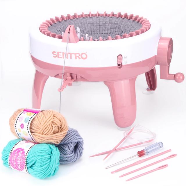 Kit de Máquina de Tricô Sentro com 40 Agulhas para Projetos Artesanais como Cachecóis, Chapéus, Camisolas e Luvas