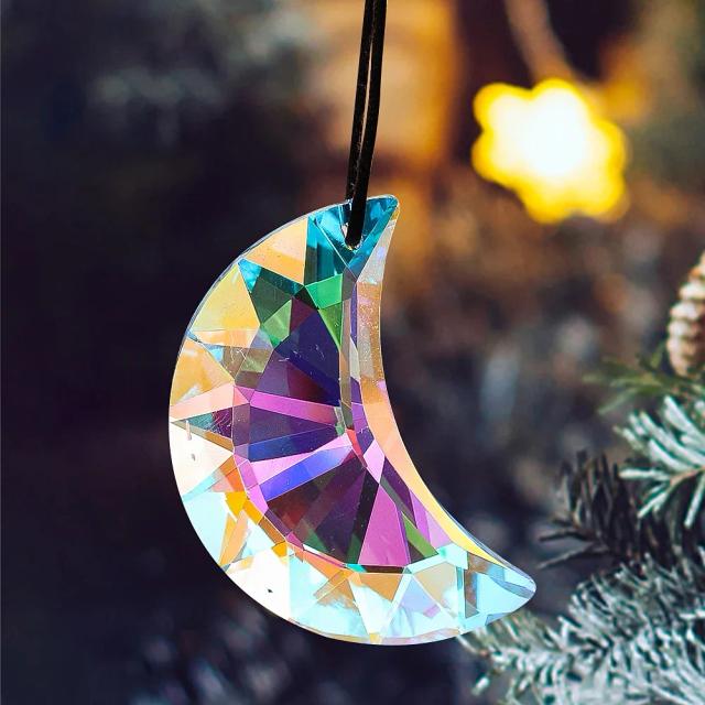 Arco-Íris Lua Cristal Suncatcher 50mm Feng Shui Prisma de Vidro
