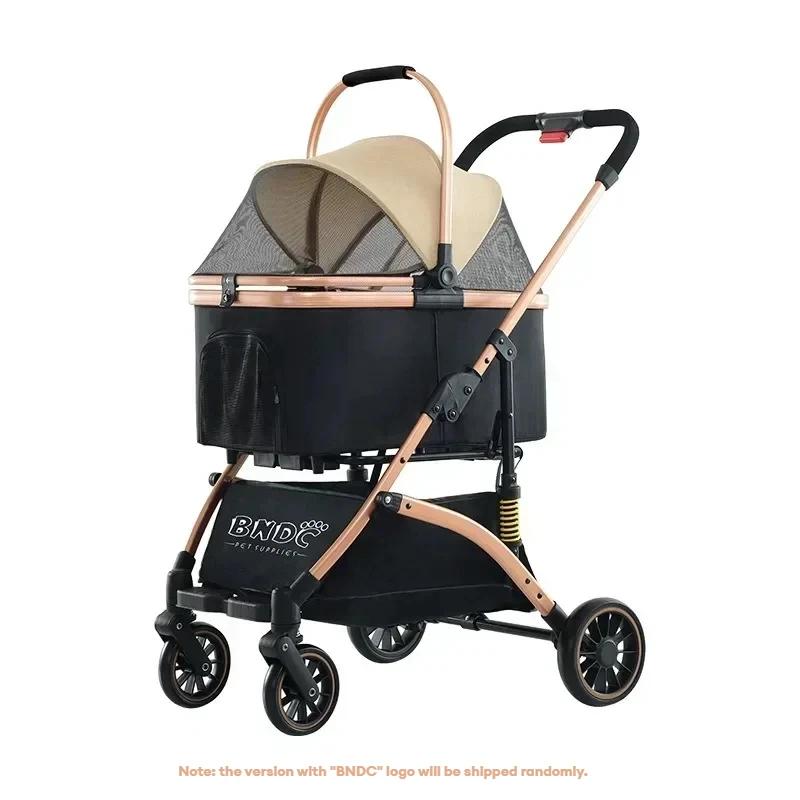 Carrinho dobrável para cães, carrinho para animais de estimação, carrinho de gato, cesta removível, grande espaço, animais de estimação, carrinho ao ar livre para sob 20kg, cães e gatos - Image 1