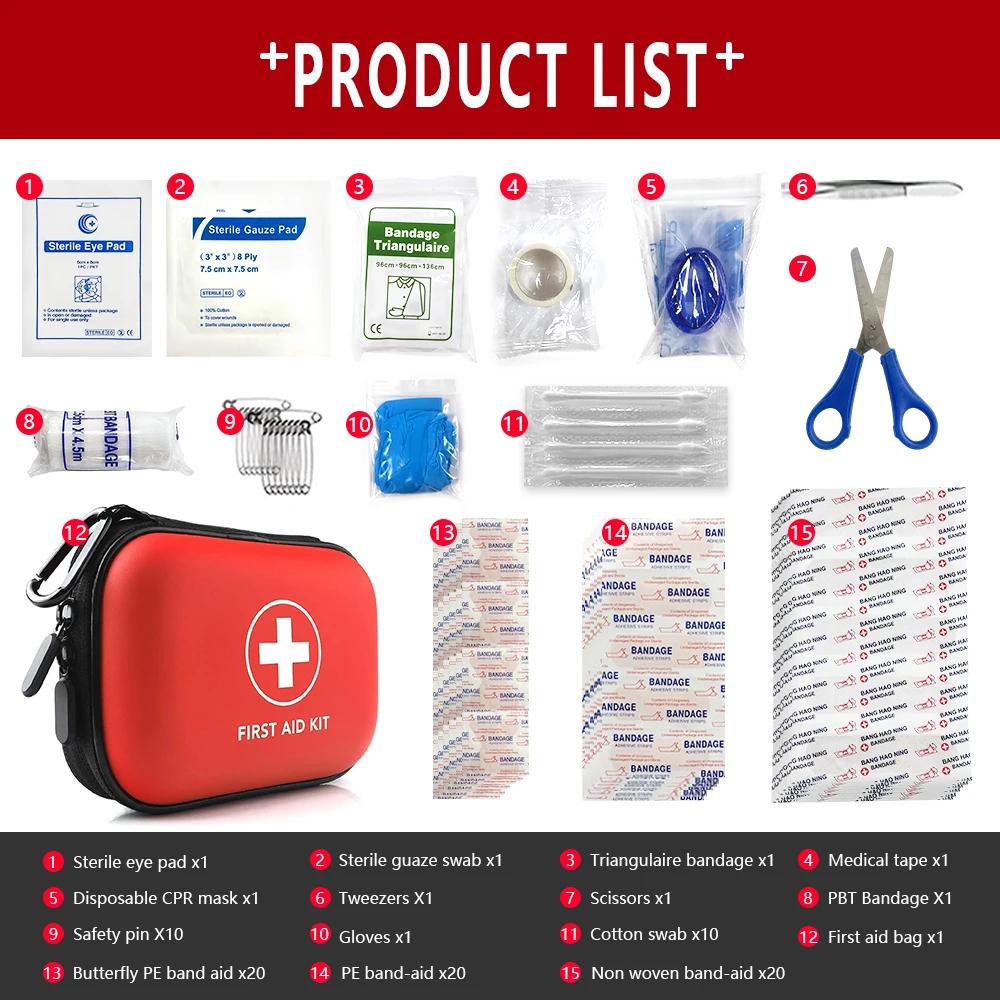 Impermeável ao ar livre viagem kit de primeiros socorros caixa de sobrevivência de emergência do carro caixa de acampamento pequena casa e camping 91PCs, atacado - Image 1