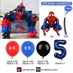 Spider-Man Themd Balloon Garland Arch Kit para Crianças, Balões de Látex, Vermelho, Azul, Decoração para Festa de Aniversário, Super-herói, 1-9, 106Pcs - Image 4