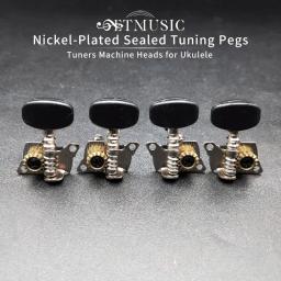 2r2l niquelado ukulele guitarra afinação pegs tuners cabeça da máquina botão preto - Image 1