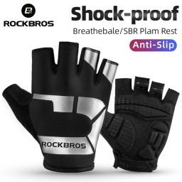 ROCKBROS-Luvas de Ciclismo Meio Dedo para Homens e Mulheres, Respirável, À Prova de Choque, MTB, Road Bike, Esportes, Ginásio, Fitness, Correndo - Image 1