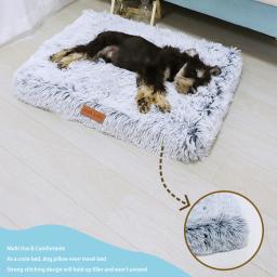 Impermeável memória espuma Pet Bed, Dog Crate Mat, Removível lavável Faux Fur Cover, Ortopédico, Anti-Slip Bottom - Image 2