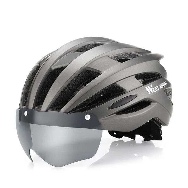 Capacete Ultraleve para Bicicleta com Óculos Integrados e Lente Magnética - Segurança e Conforto para Ciclismo MTB