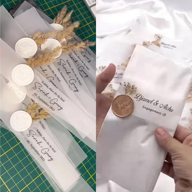 Papel Vellum Semi Transparente Personalizado para Convites de Casamento, Menus e Decoração de Festas com Logotipo e Design Exclusivo